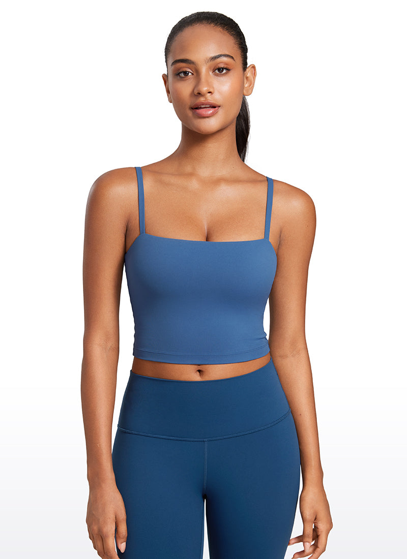Bra Olahraga Wanita CRZ YOGA Butterluxe Panjang dengan Tali Tipis yang Dapat Disesuaikan Biru Pitch