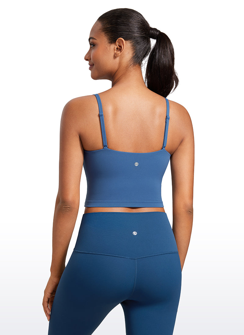 Bra Olahraga Wanita CRZ YOGA Butterluxe Panjang dengan Tali Tipis yang Dapat Disesuaikan Biru Pitch