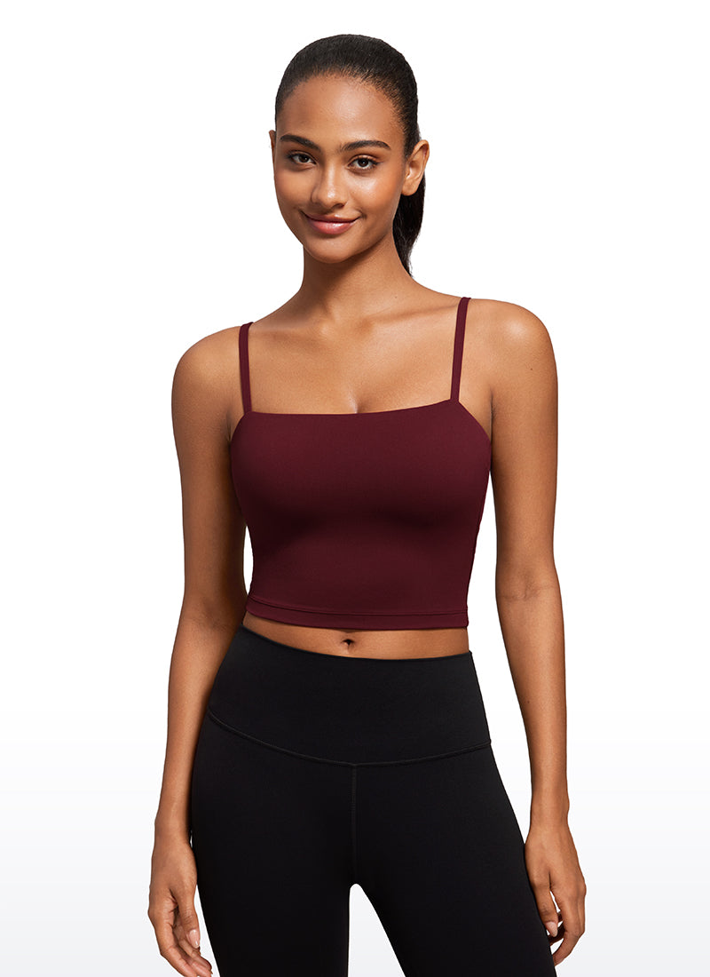 Bra Olahraga Wanita CRZ YOGA Butterluxe Panjang dengan Tali Tipis yang Dapat Disesuaikan Merah Merlot
