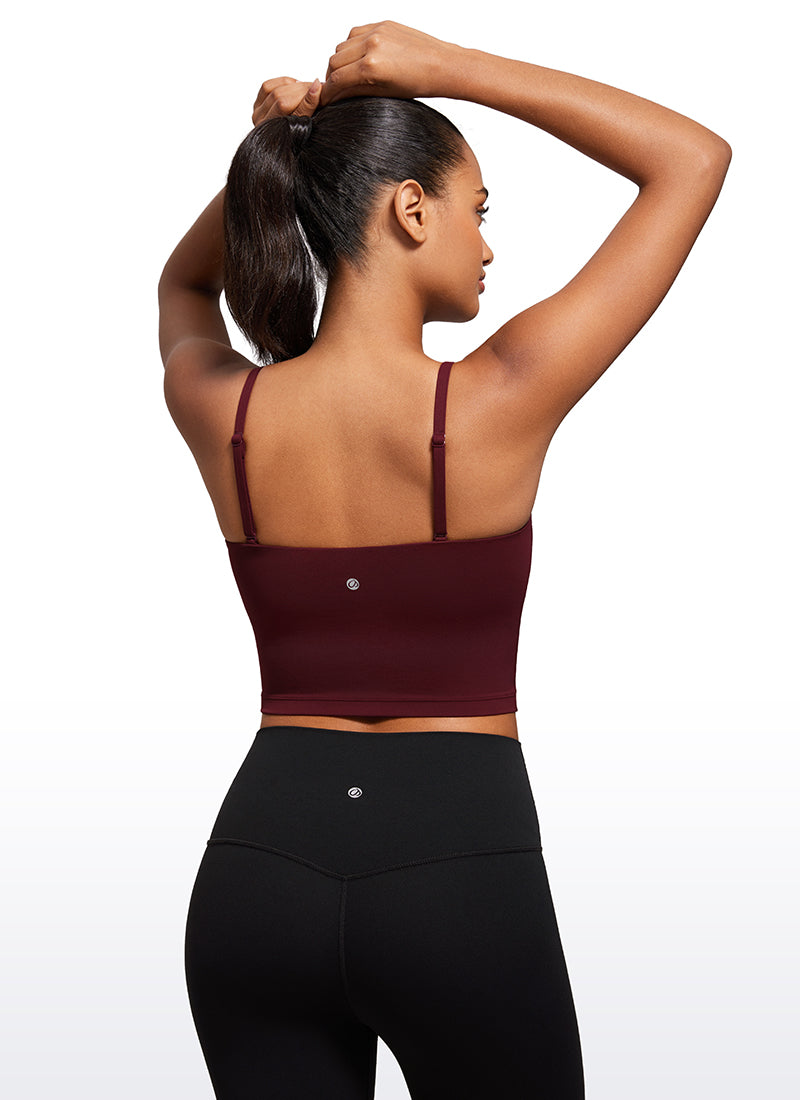 Bra Olahraga Wanita CRZ YOGA Butterluxe Panjang dengan Tali Tipis yang Dapat Disesuaikan Merah Merlot