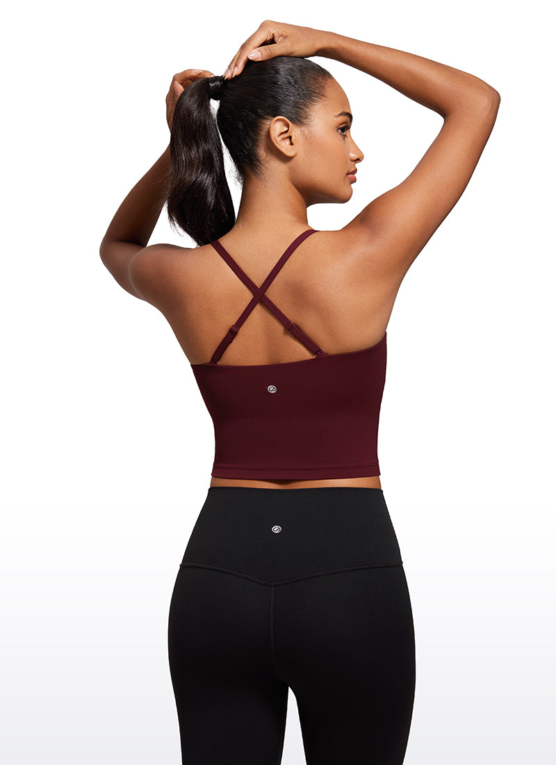 Bra Olahraga Wanita CRZ YOGA Butterluxe Panjang dengan Tali Tipis yang Dapat Disesuaikan Merah Merlot