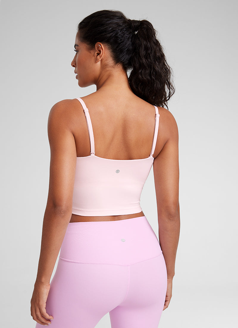 Bra Olahraga Wanita CRZ YOGA Butterluxe Panjang dengan Tali Tipis yang Dapat Disesuaikan Merah Muda Stroberi