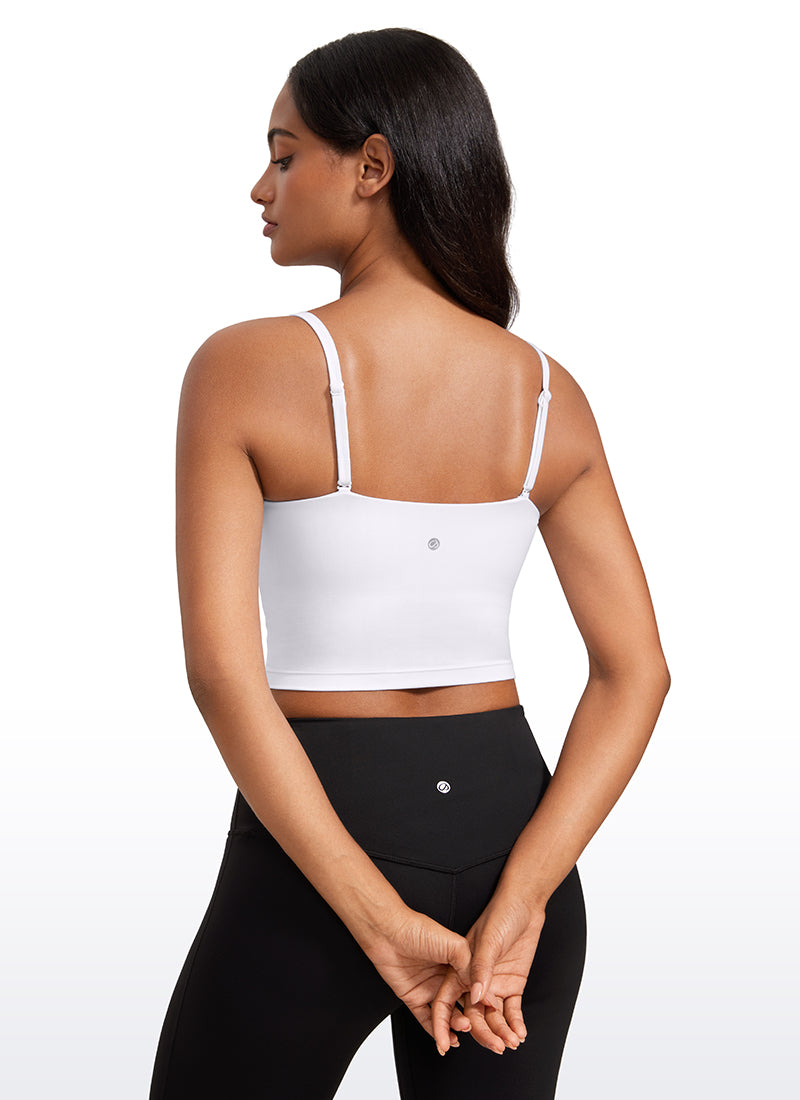 Bra Olahraga Wanita CRZ YOGA Butterluxe Panjang dengan Tali Tipis yang Dapat Disesuaikan Putih