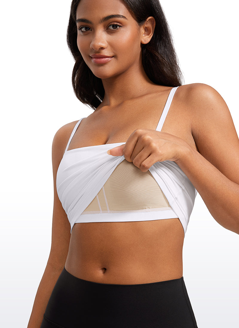 Bra Olahraga Wanita CRZ YOGA Butterluxe Panjang dengan Tali Tipis yang Dapat Disesuaikan Putih
