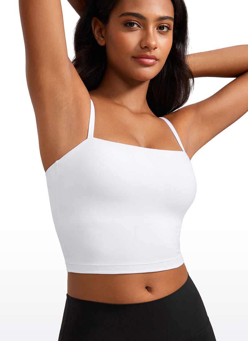 Bra Olahraga Wanita CRZ YOGA Butterluxe Panjang dengan Tali Tipis yang Dapat Disesuaikan Putih