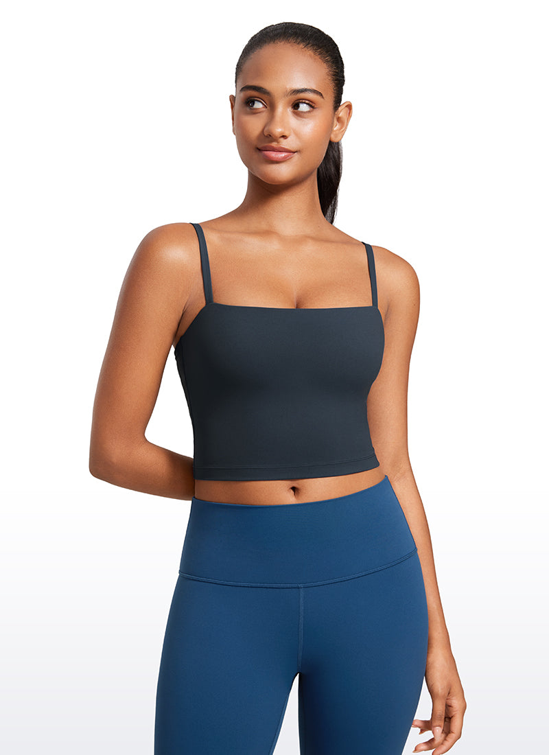 Bra Olahraga Wanita CRZ YOGA Butterluxe Panjang dengan Tali Tipis yang Dapat Disesuaikan Biru Dongker
