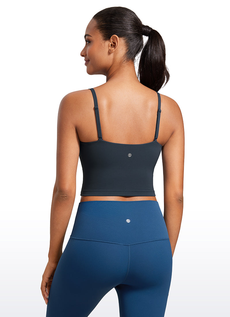 Bra Olahraga Wanita CRZ YOGA Butterluxe Panjang dengan Tali Tipis yang Dapat Disesuaikan Biru Dongker