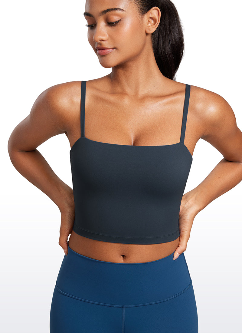 Bra Olahraga Wanita CRZ YOGA Butterluxe Panjang dengan Tali Tipis yang Dapat Disesuaikan Biru Dongker