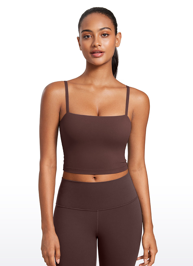 Bra Olahraga Wanita CRZ YOGA Butterluxe Panjang dengan Tali Tipis yang Dapat Disesuaikan Taupe