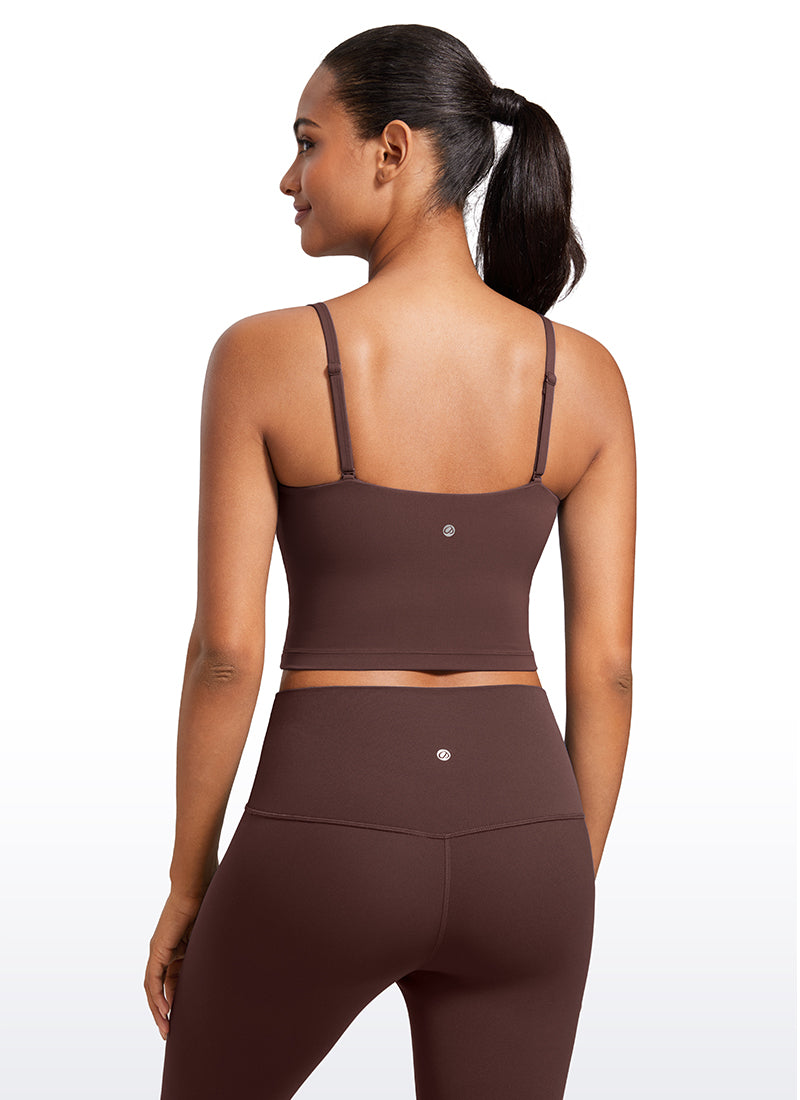 Bra Olahraga Wanita CRZ YOGA Butterluxe Panjang dengan Tali Tipis yang Dapat Disesuaikan Taupe