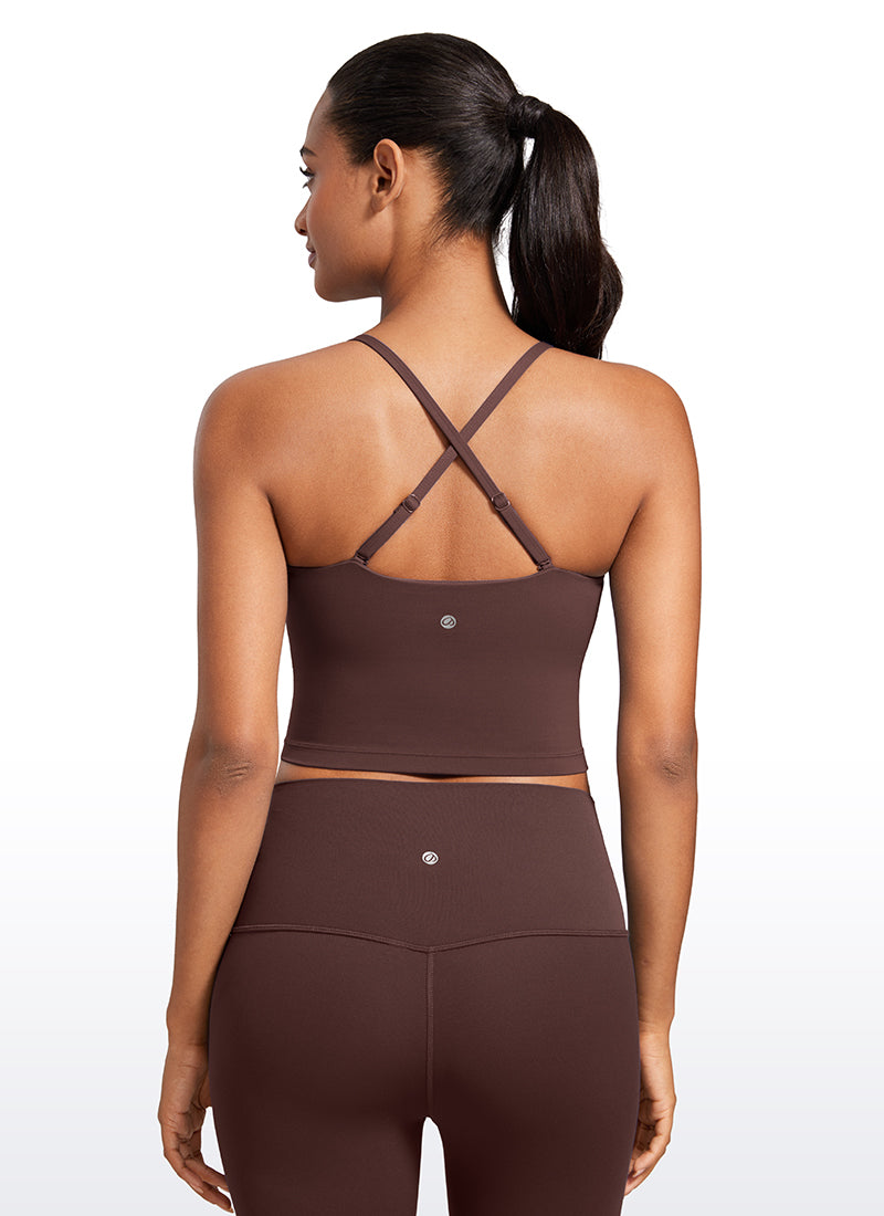 Bra Olahraga Wanita CRZ YOGA Butterluxe Panjang dengan Tali Tipis yang Dapat Disesuaikan Taupe