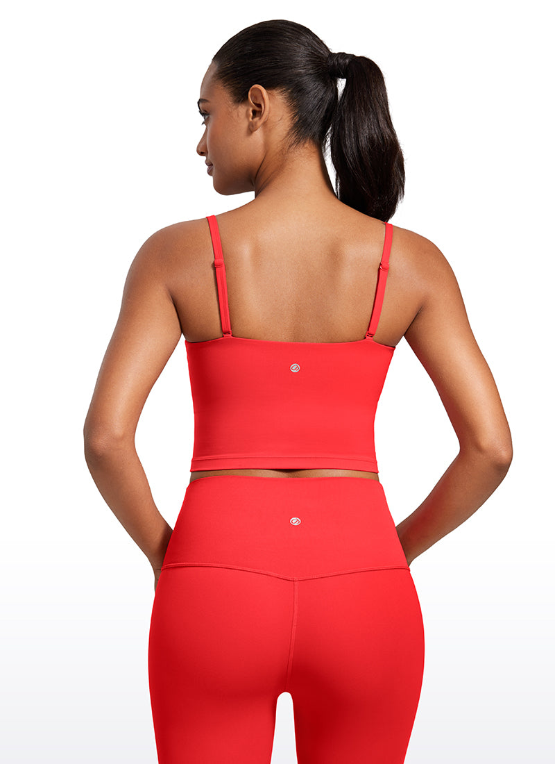 Bra Olahraga Wanita CRZ YOGA Butterluxe Panjang dengan Tali Tipis yang Dapat Disesuaikan Merah Tua