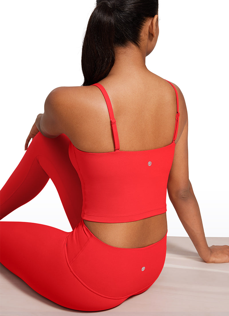 Bra Olahraga Wanita CRZ YOGA Butterluxe Panjang dengan Tali Tipis yang Dapat Disesuaikan Merah Tua