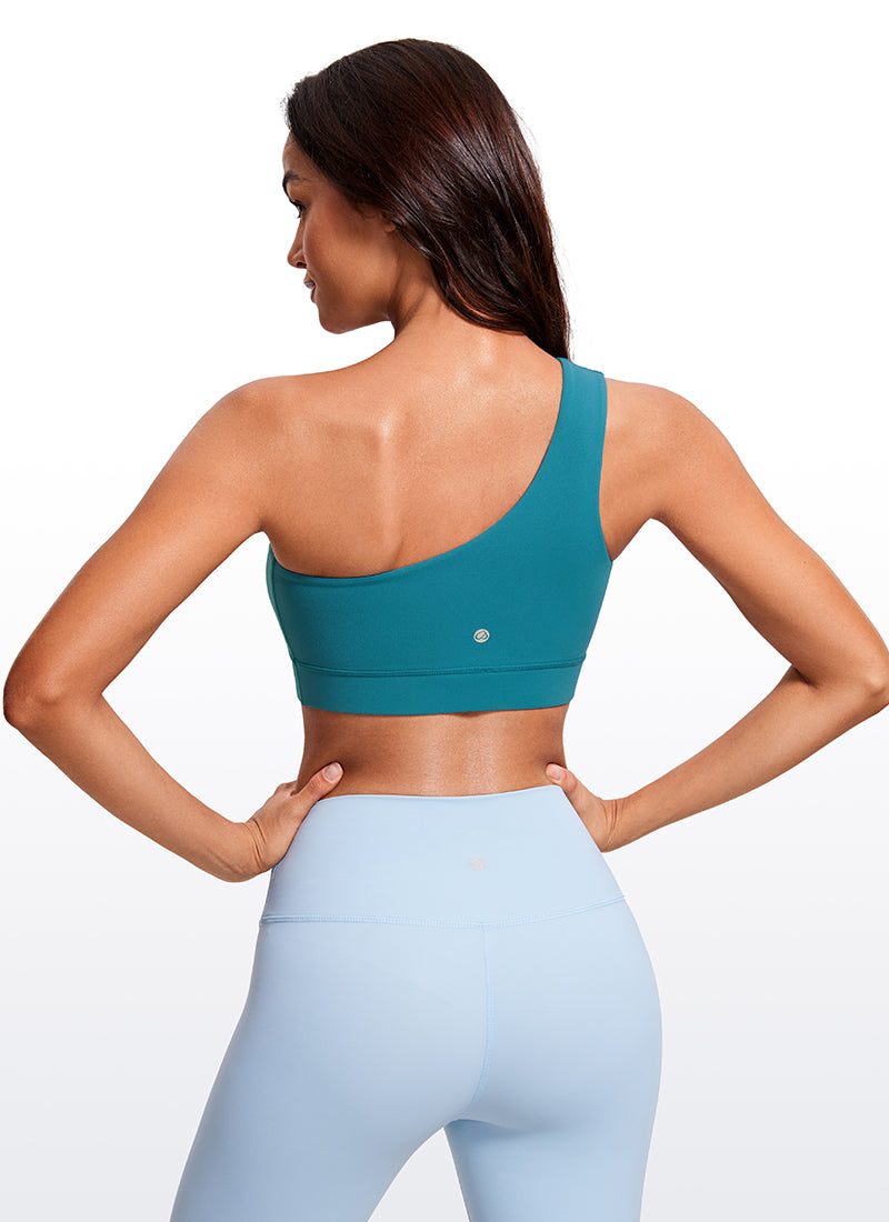 Áo Ngực Thể Thao Nữ CRZ YOGA Butterluxe Một Vai Bất Đối Xứng Có Đệm Màu Xanh Borealis