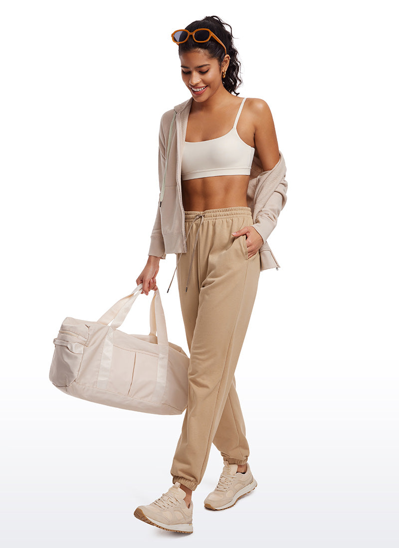 CRZ YOGA Bra Wanita Butterluxe dengan Tali Spaghetti Butterluxe dan Leher Bulat, Warna Putih Aprikot