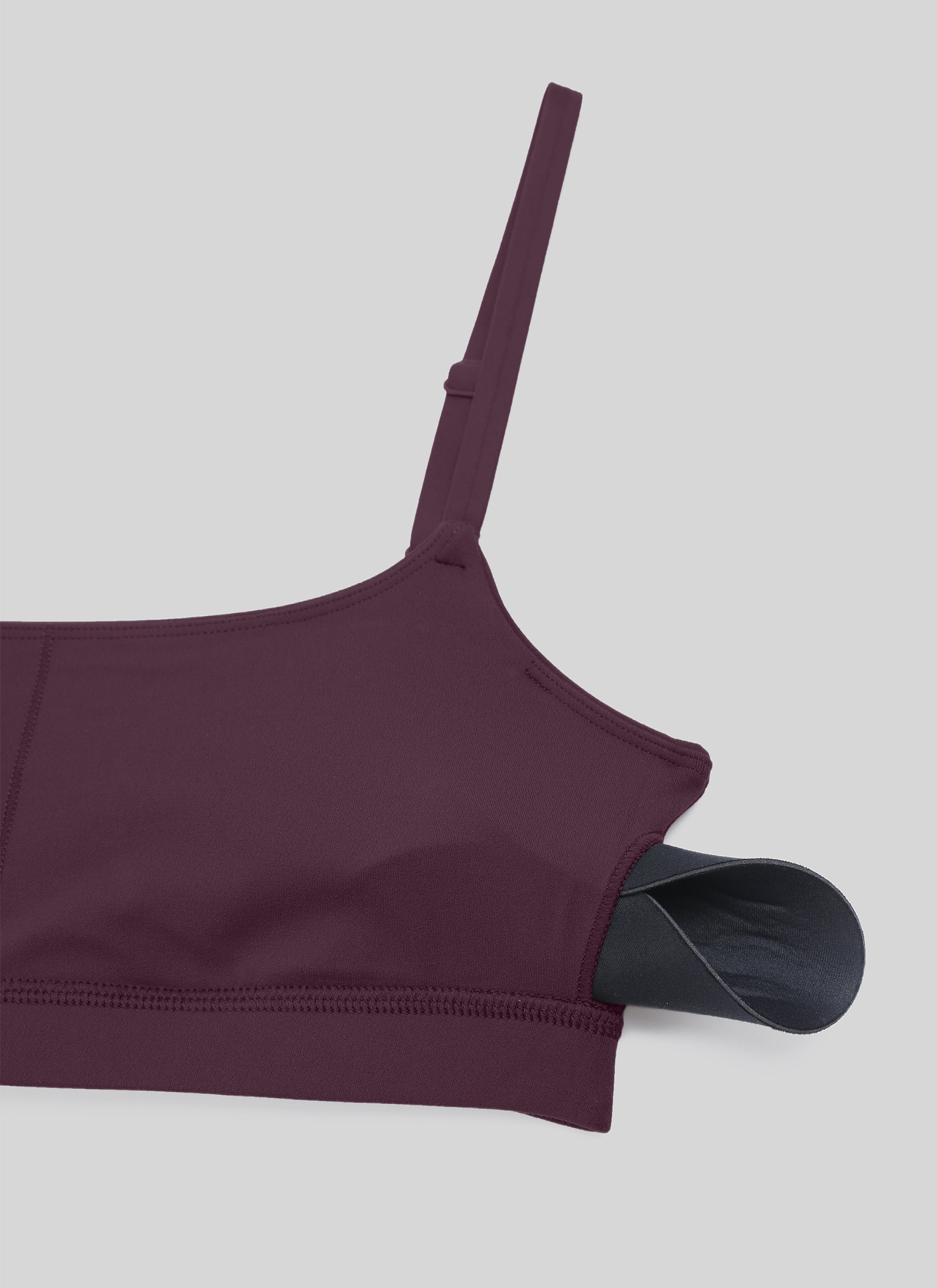 Áo lót thể thao CRZ YOGA dành cho nữ, Butterluxe , dây mảnh Butterluxe , cổ tròn, màu tím đậm