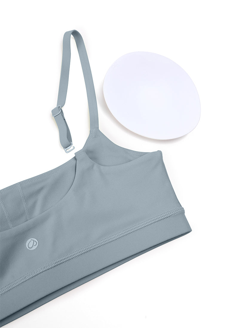 Áo lót thể thao CRZ YOGA dành cho nữ, Butterluxe , dây mảnh Butterluxe , cổ tròn, màu xanh Bỉ