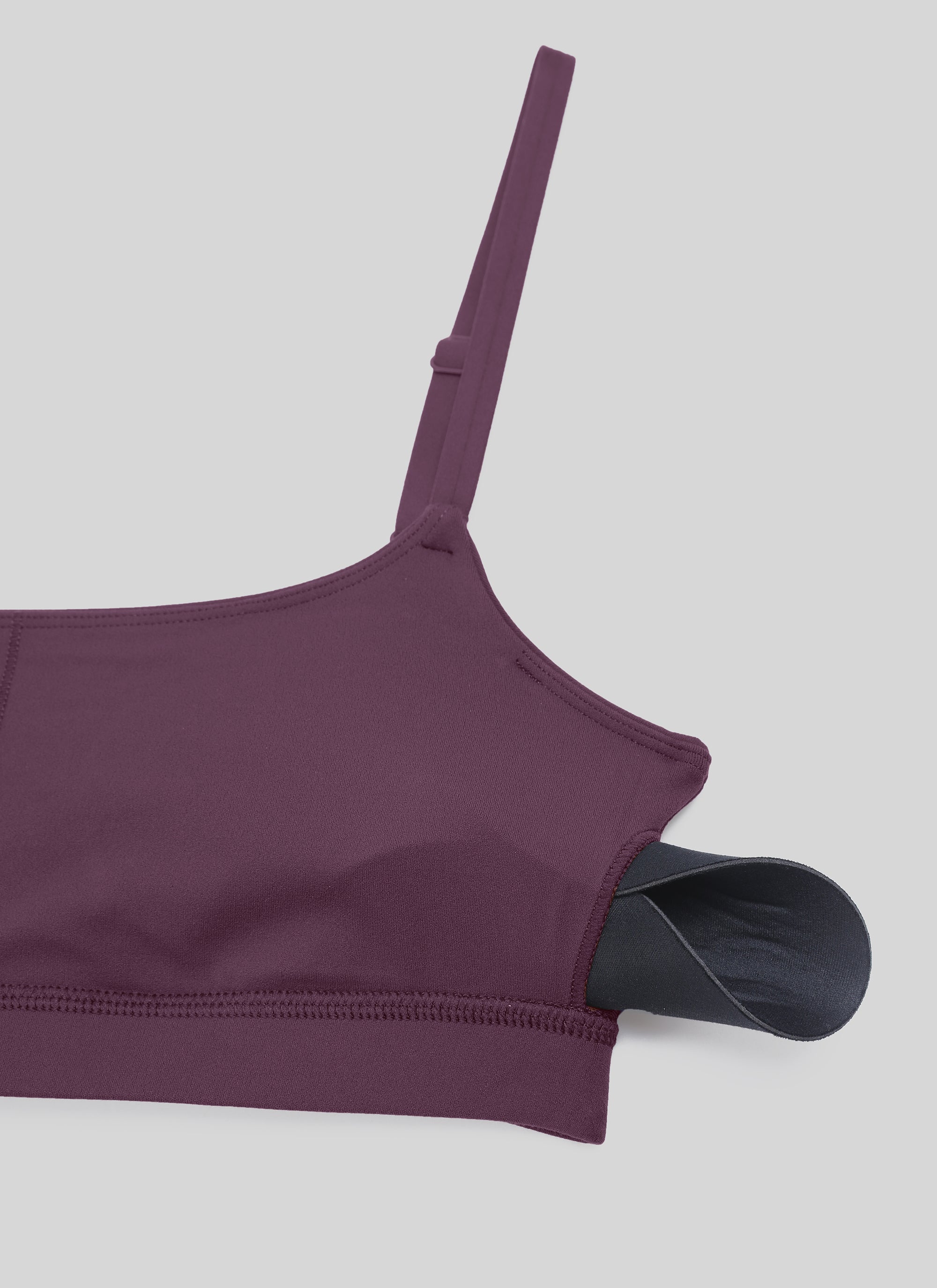 Áo lót thể thao CRZ YOGA dành cho nữ, Butterluxe , dây mảnh Butterluxe , cổ tròn, màu tím nho và tím gai