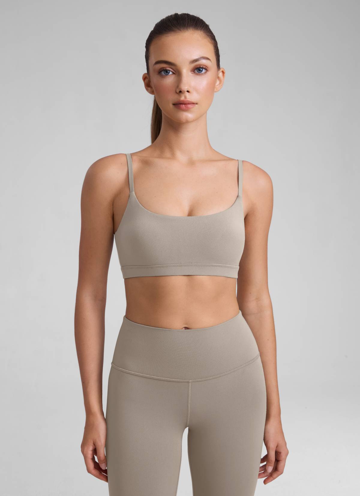 CRZ YOGA - Áo lót thể thao nữ Butterluxe có dây mảnh Butterluxe , cổ tròn, màu xám tro ấm