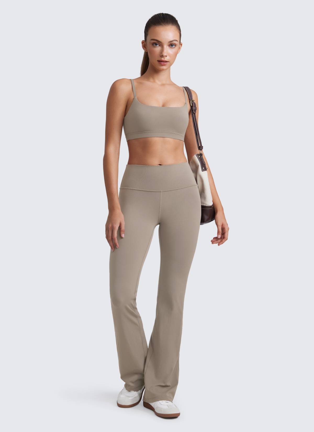 CRZ YOGA - Áo lót thể thao nữ Butterluxe có dây mảnh Butterluxe , cổ tròn, màu xám tro ấm