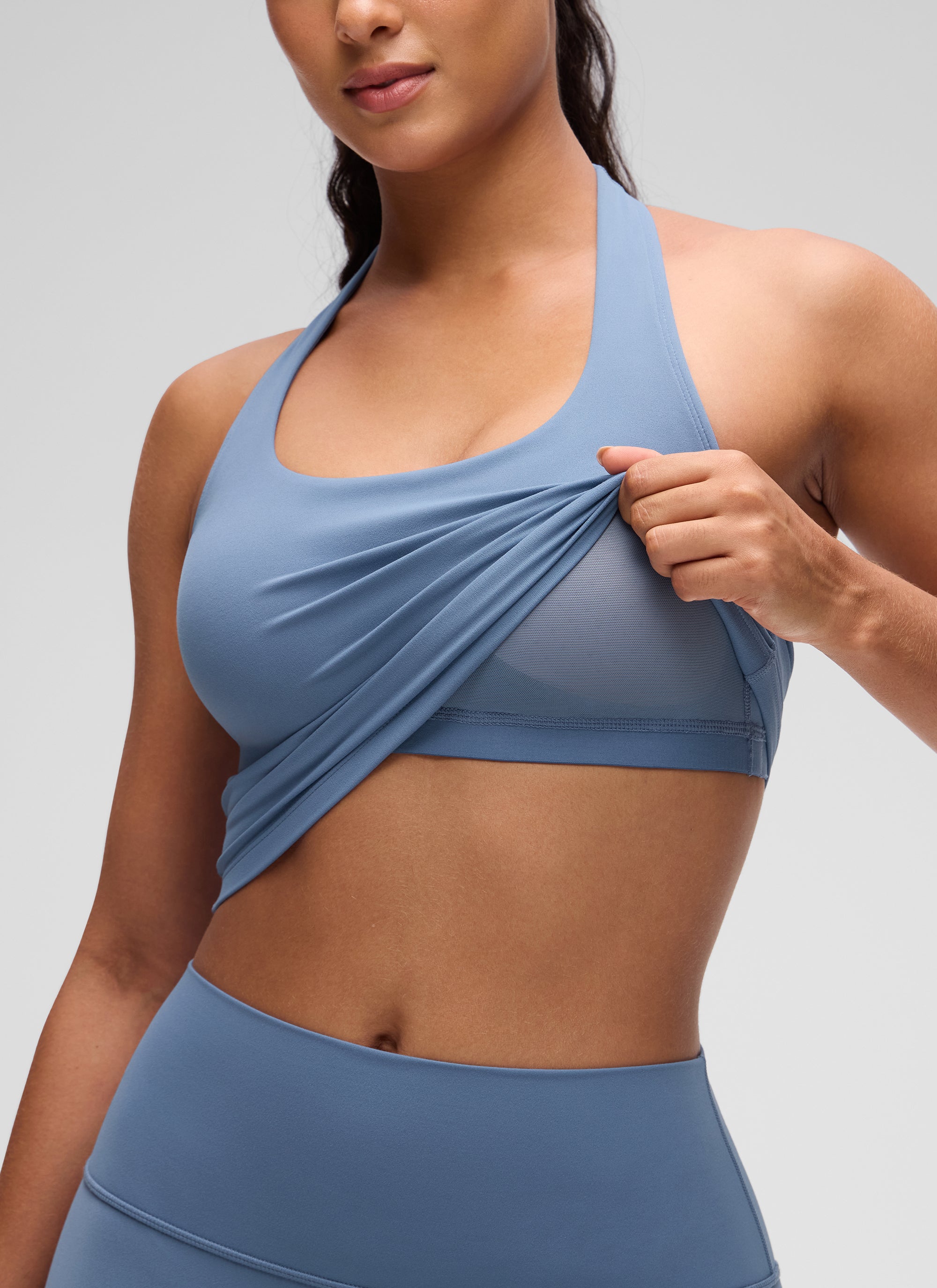 CRZ YOGA - Áo lót thể thao Butterluxe dài dành cho nữ Butterluxe , áo crop top, chất liệu denim đã qua xử lý