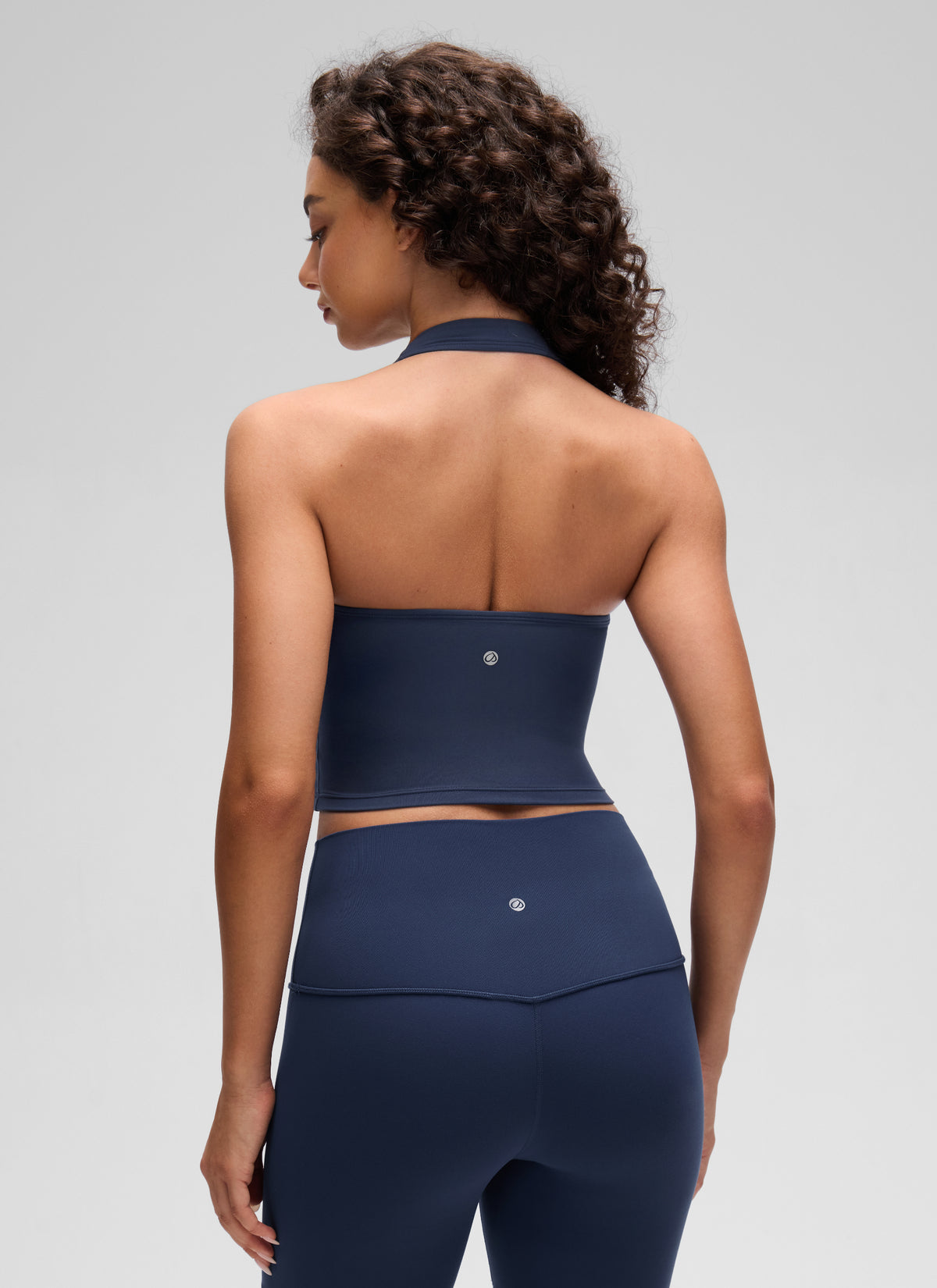 CRZ YOGA Womens Butterluxe Halter Longline Sports Bra Crop Tank Tops Club Blue @model_info:A