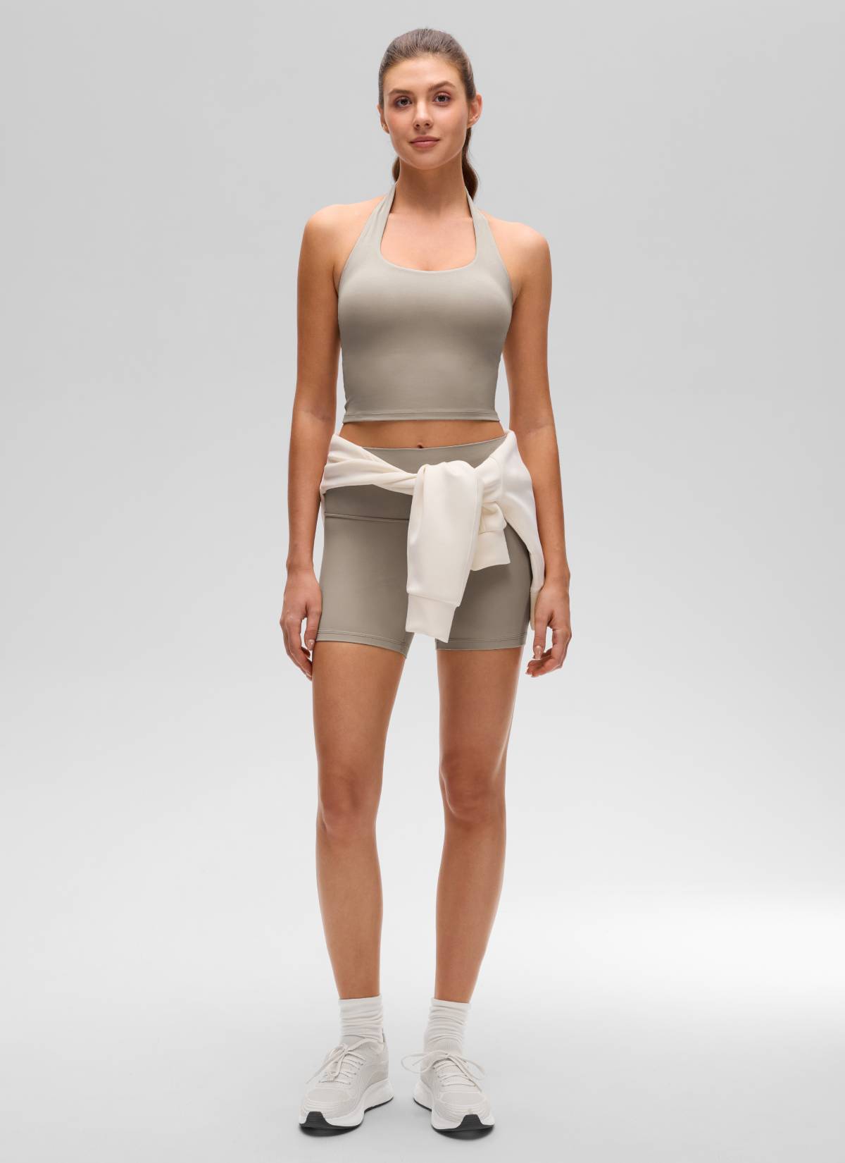 CRZ YOGA Áo lót thể thao nữ Butterluxe dáng dài Butterluxe kết hợp áo crop top màu xám tro ấm