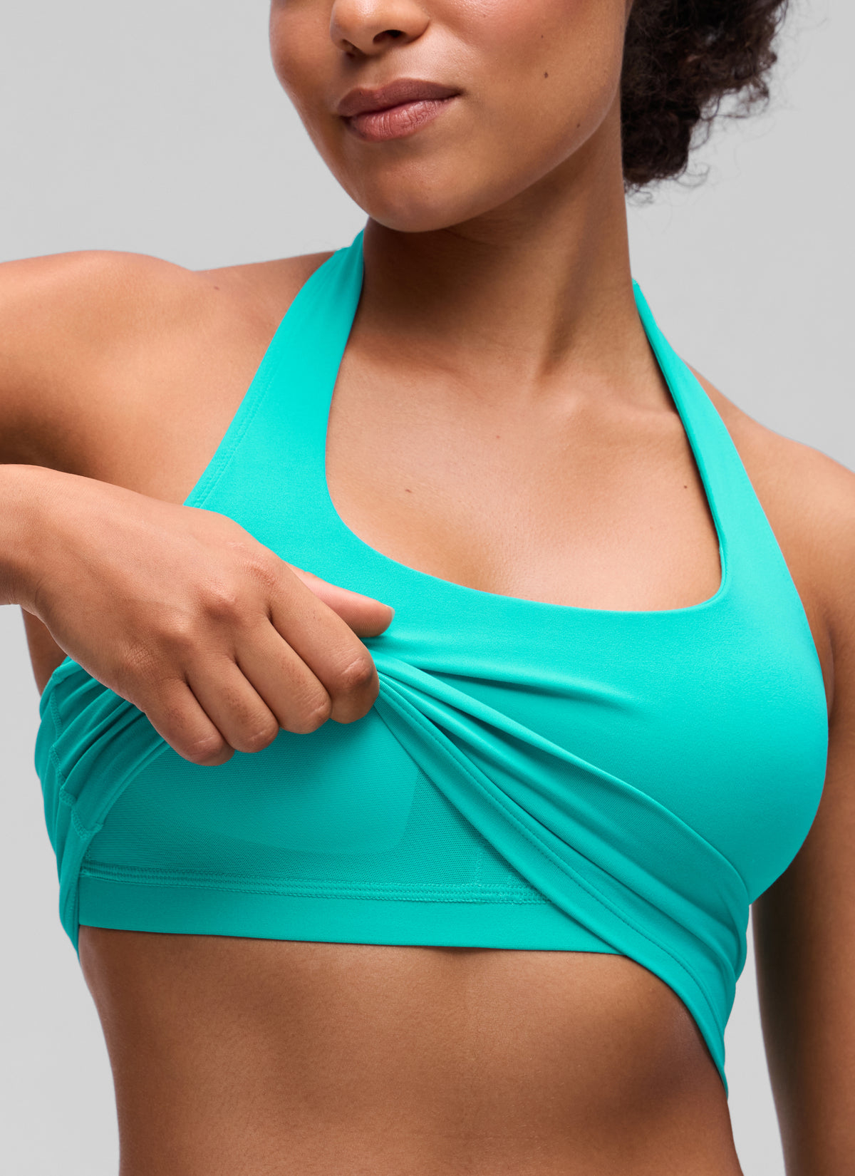 CRZ YOGA Womens Butterluxe Halter Longline Sports Bra Crop Tank Tops Tropics Teal @model_info:F