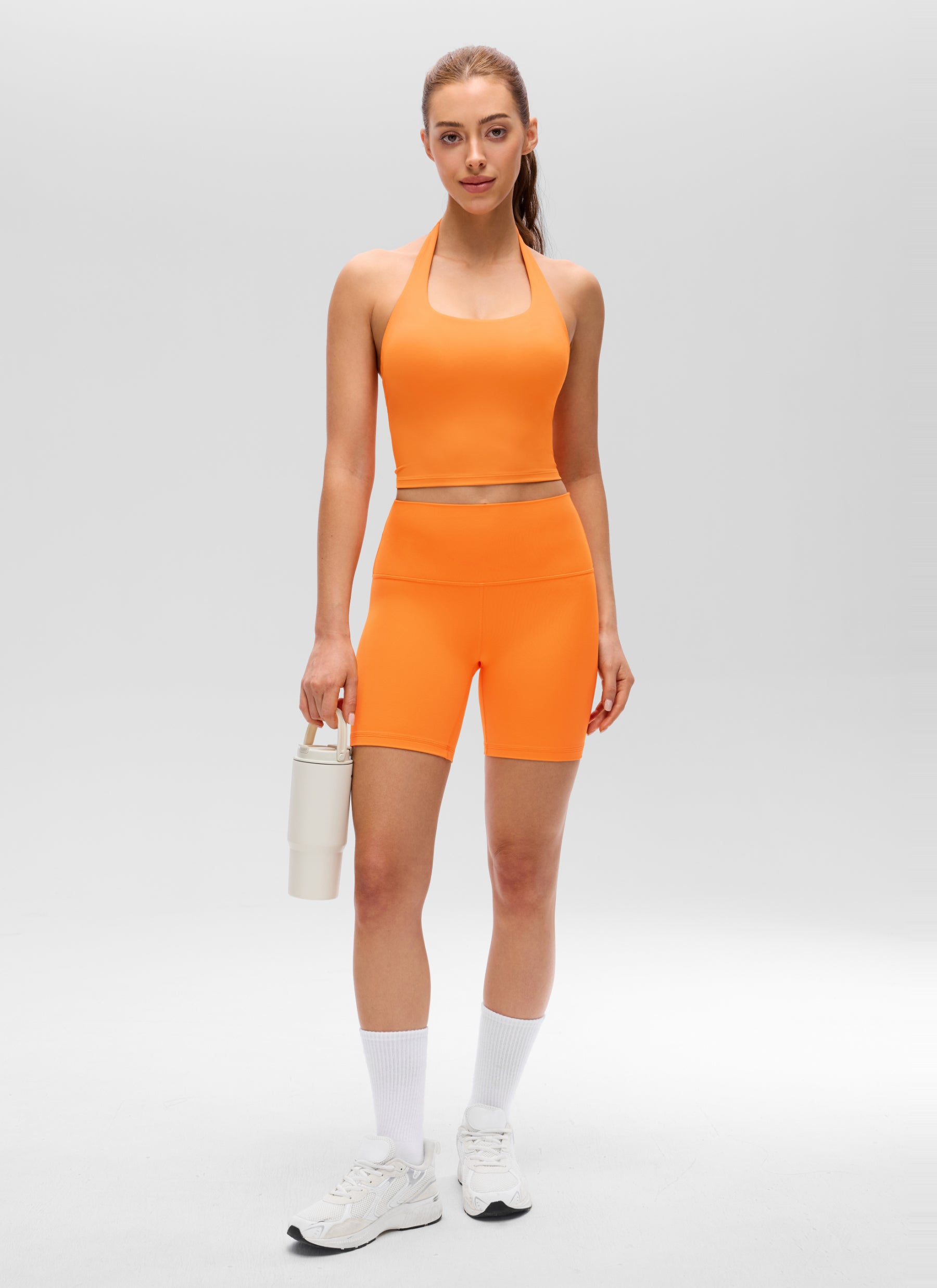 CRZ YOGA Áo lót thể thao nữ Butterluxe dài, Butterluxe , áo crop top màu cam hổ