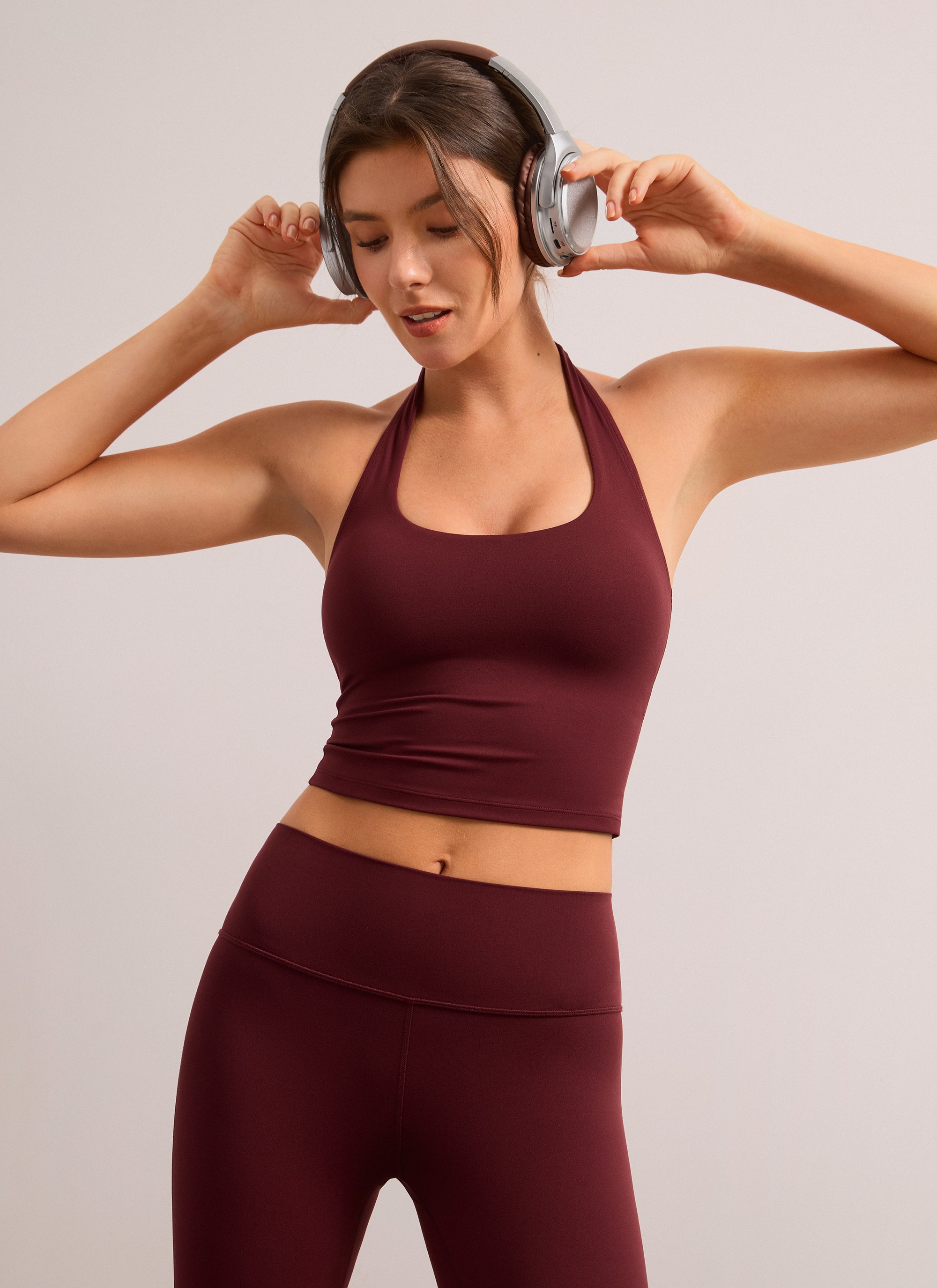 CRZ YOGA Áo lót thể thao Butterluxe dài dành cho nữ Butterluxe , áo crop top màu đỏ Merlot