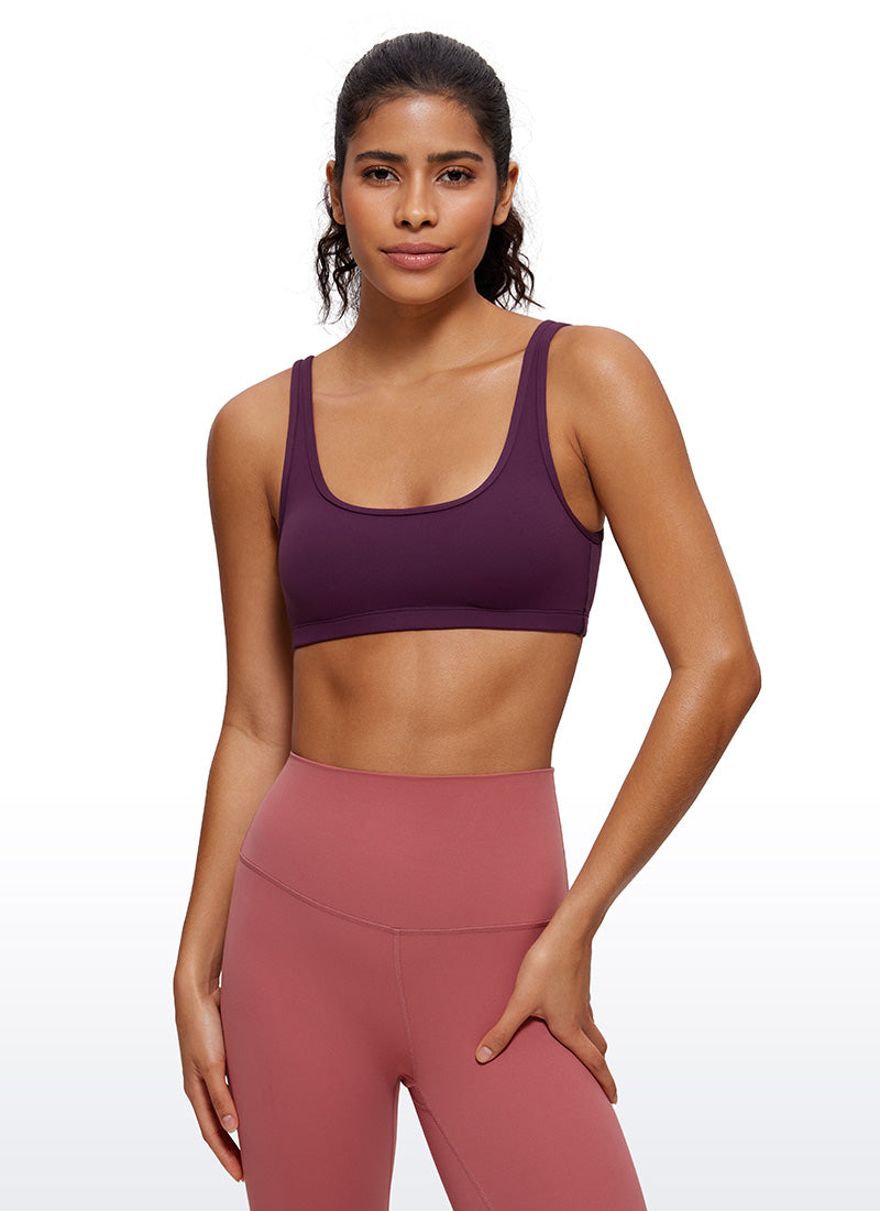 CRZ YOGA Women Butterluxe Scoop Neck Cami Padded Mini Bra Deep Purple