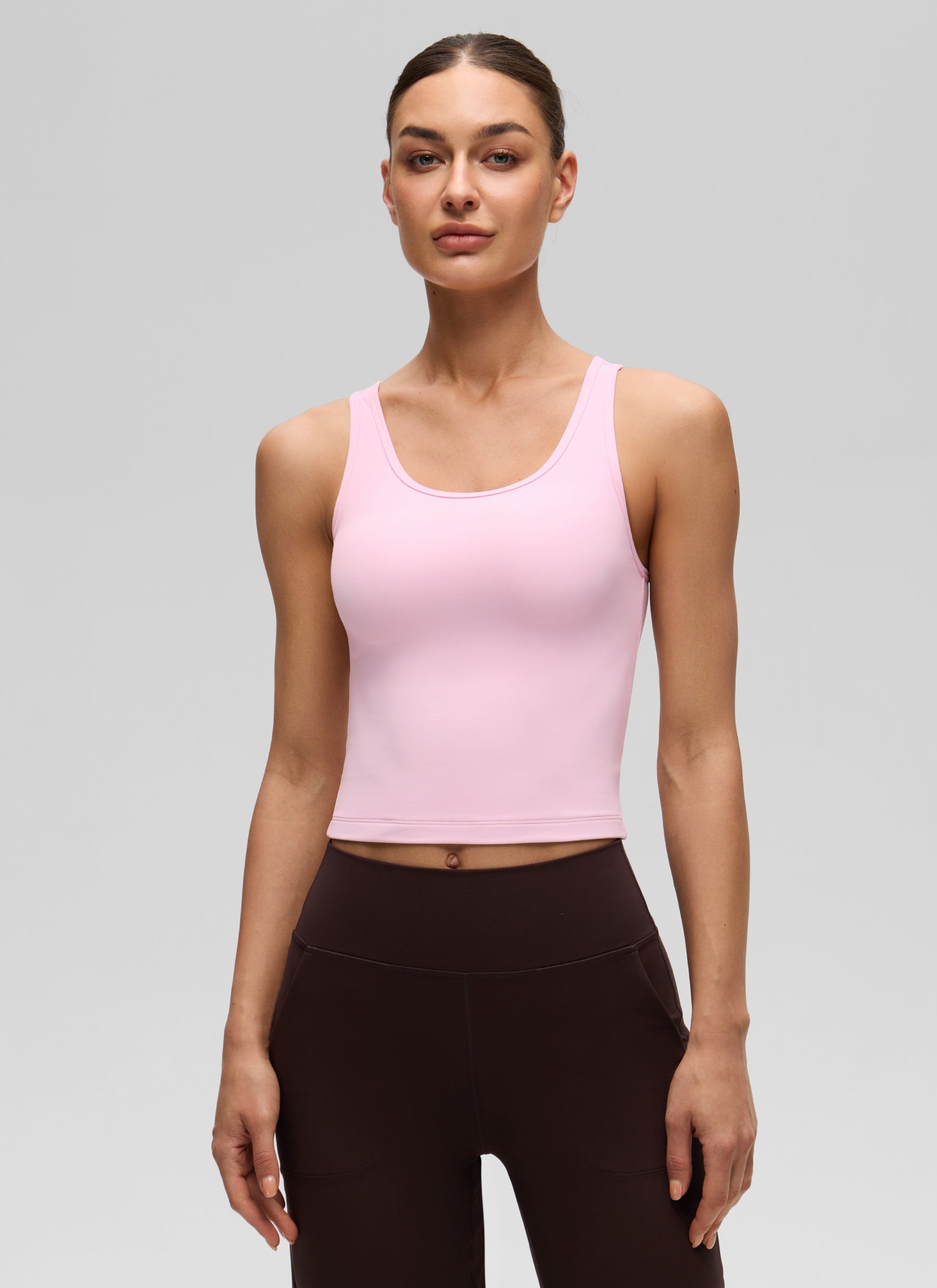 CRZ YOGA महिलाओं का योगा Butterluxe टाइट फिट टैंक टॉप्स रेसरबैक पिंक पीनी