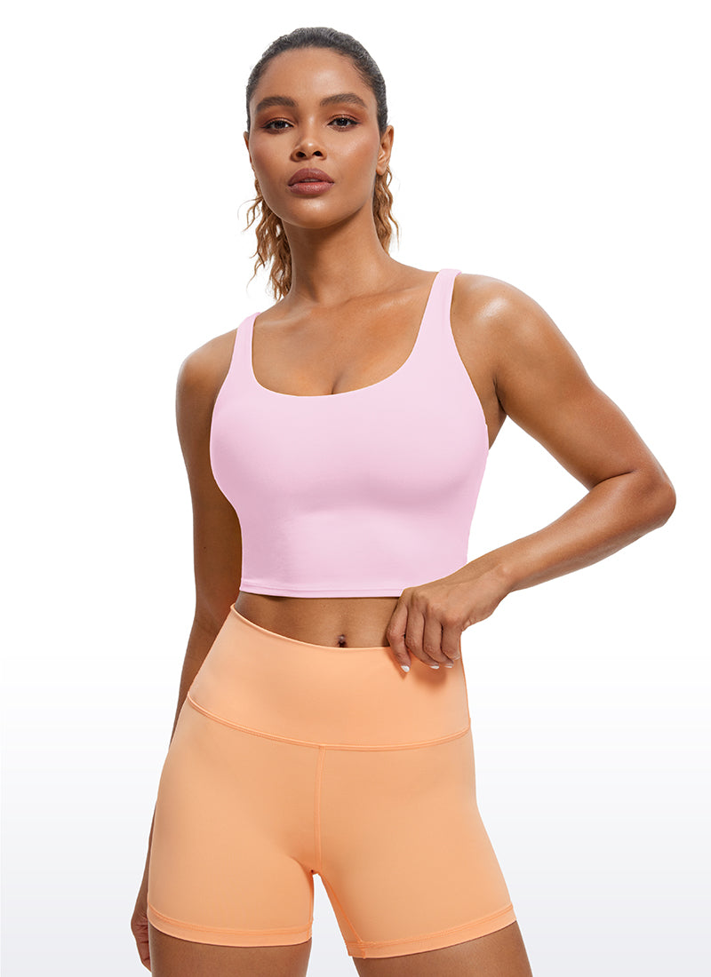 CRZ YOGA レディース Butterluxe ストラップ ロングライン クロス スポーツブラ ピンクピオニー