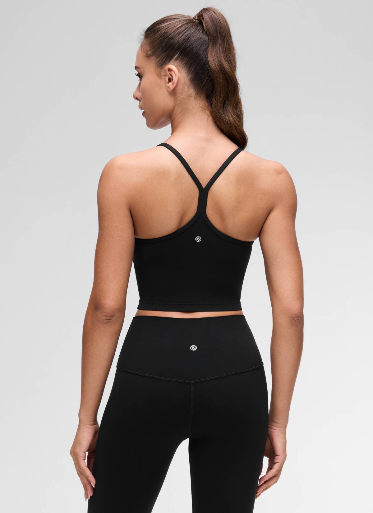 CRZ YOGA Áo lót thể thao nữ kiểu dáng dài, cổ chữ Y, lưng chữ Y, kiểu áo crop top màu đen ( Butterluxe )