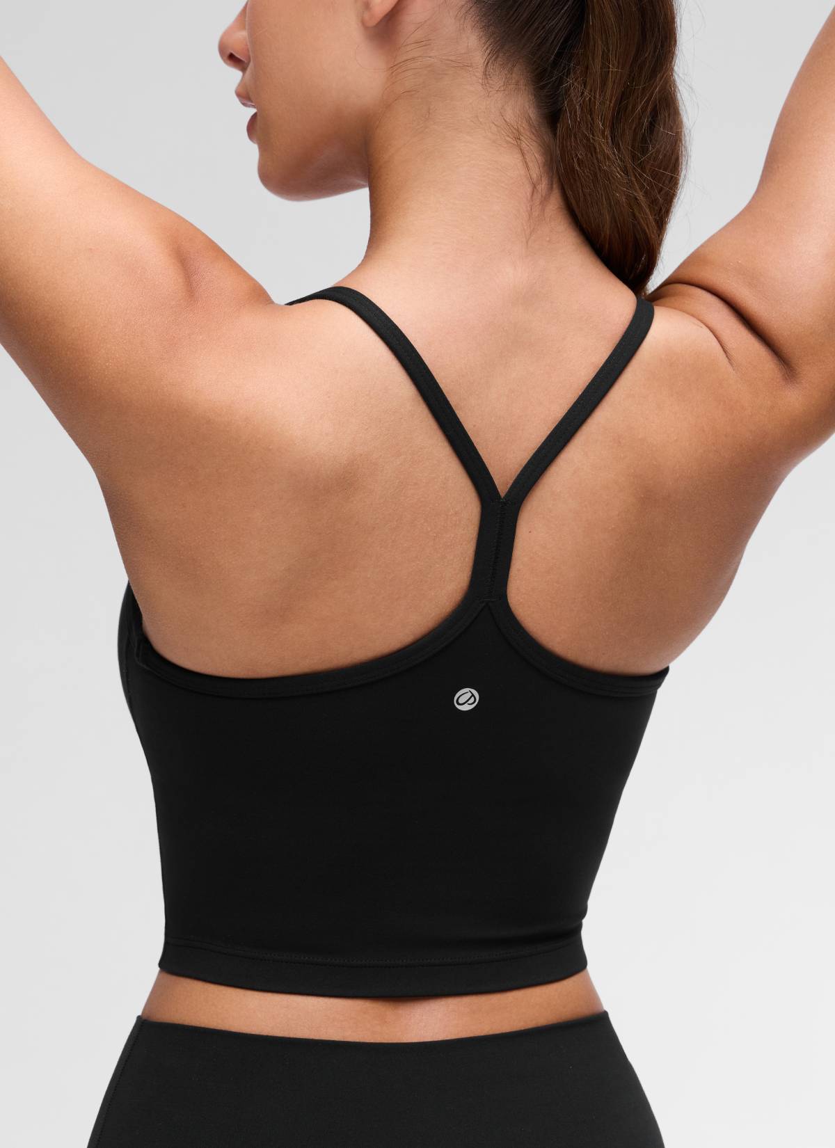 CRZ YOGA Áo lót thể thao nữ kiểu dáng dài, cổ chữ Y, lưng chữ Y, kiểu áo crop top màu đen ( Butterluxe )