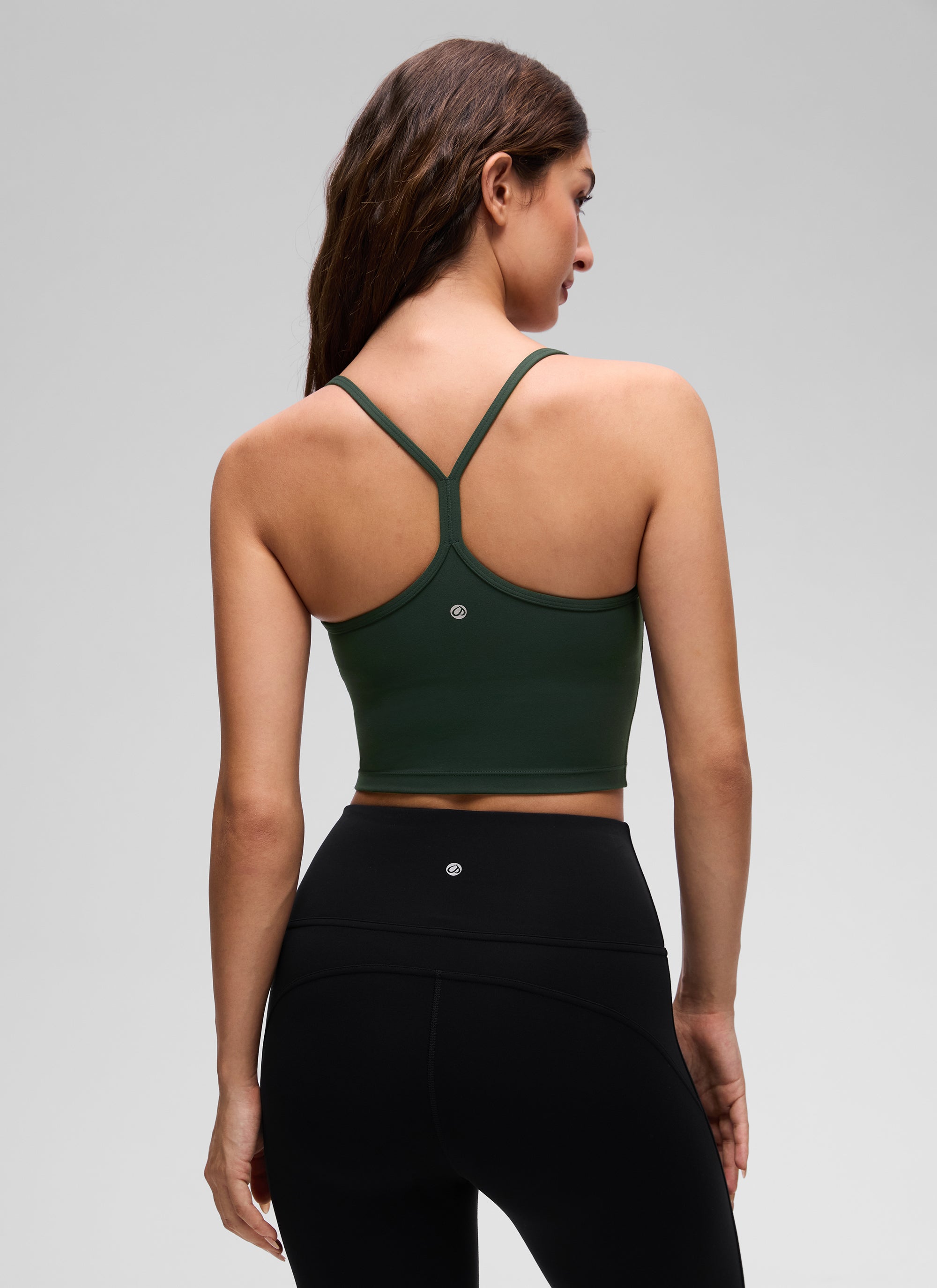 CRZ YOGA Áo lót thể thao nữ kiểu dáng dài, cổ chữ Y, tay ngắn, kiểu crop top, màu xanh lá cây Legend Butterluxe 