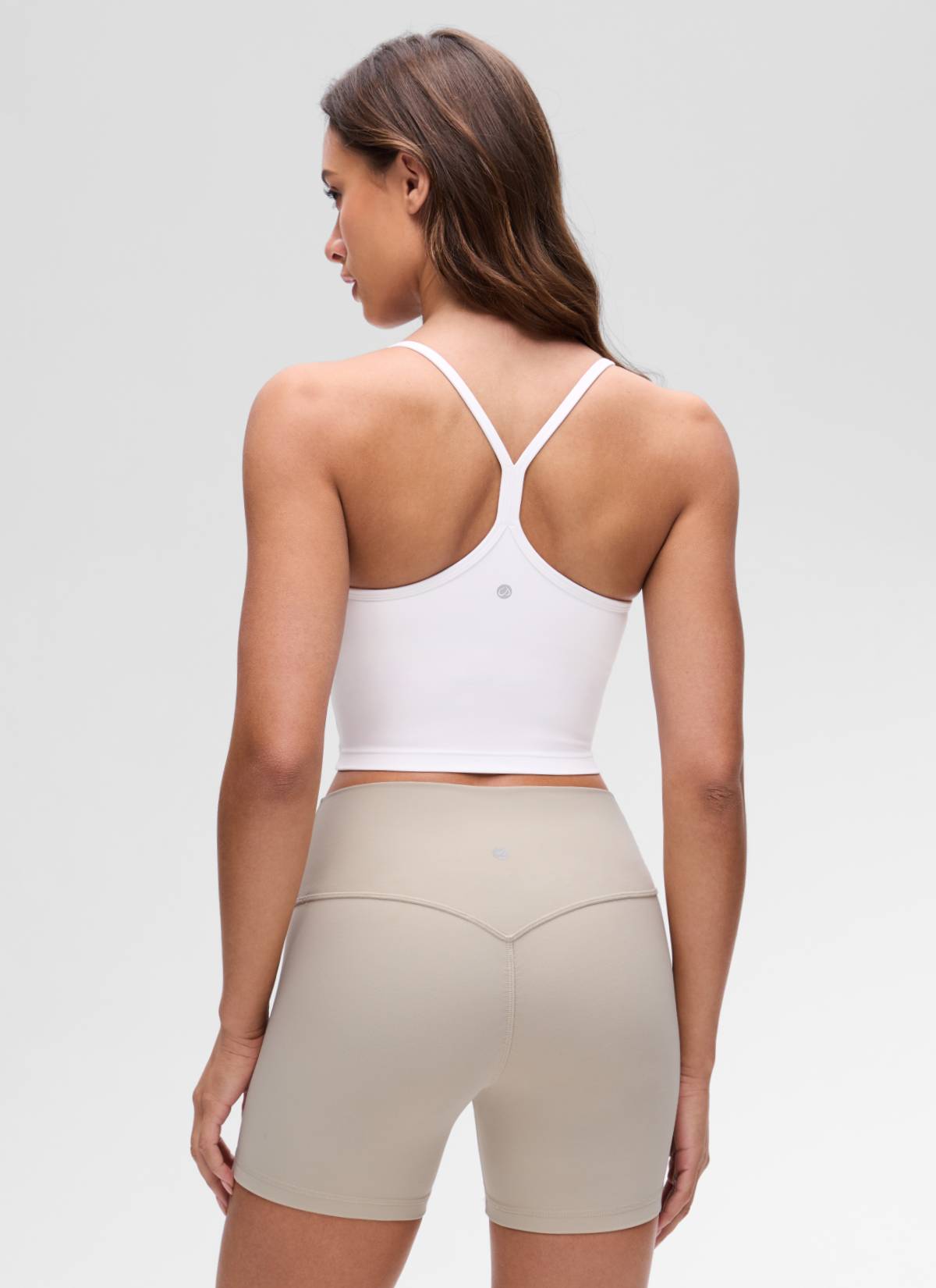 CRZ YOGA Áo lót thể thao nữ kiểu dáng dài, cổ chữ Y, lưng chữ Y, kiểu áo crop top màu trắng ( Butterluxe )