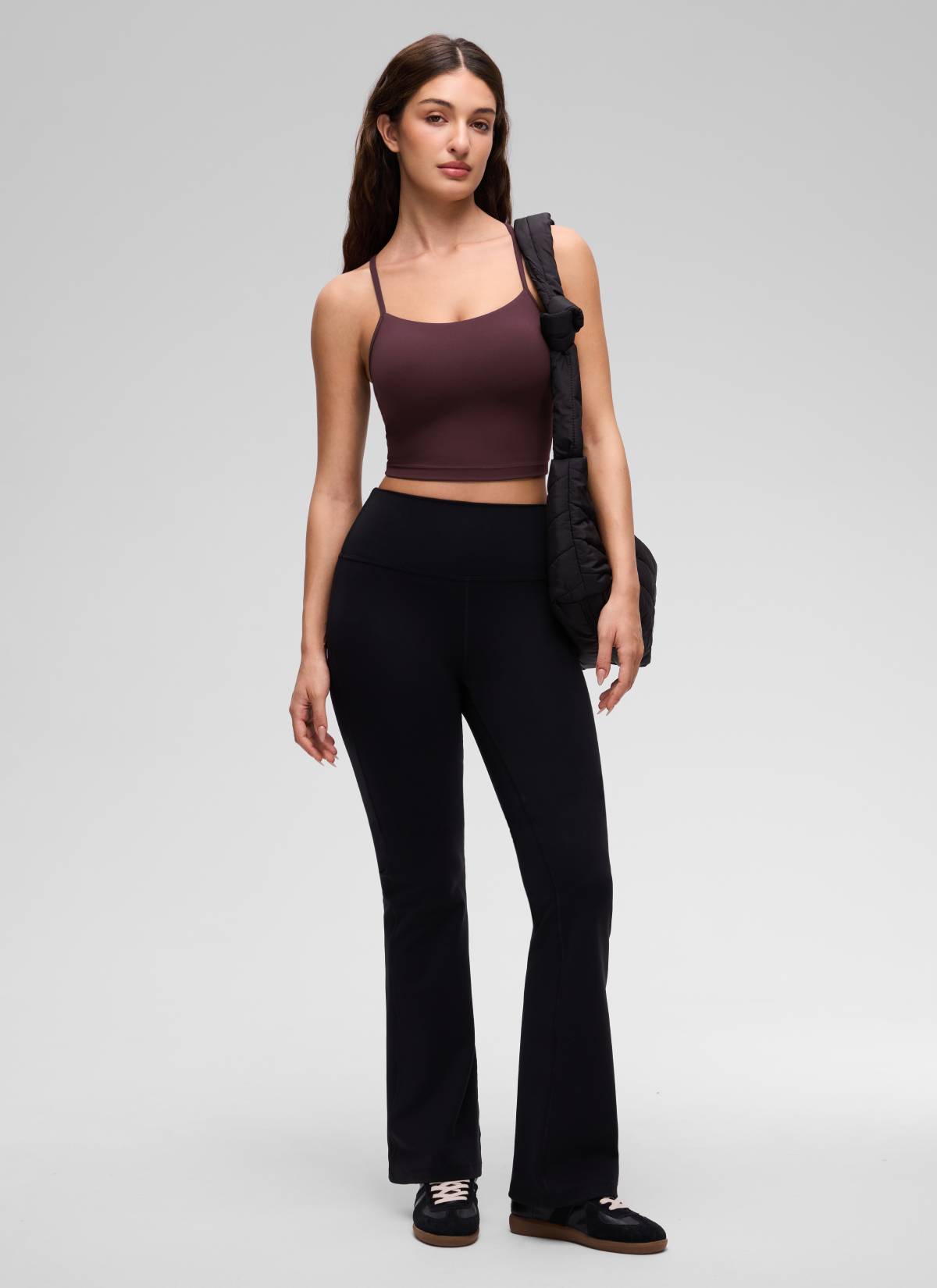 CRZ YOGA Áo lót thể thao nữ kiểu dáng dài, cổ chữ Y, lưng chữ Y, kiểu áo crop top ( Butterluxe ) Màu Ripe Plum
