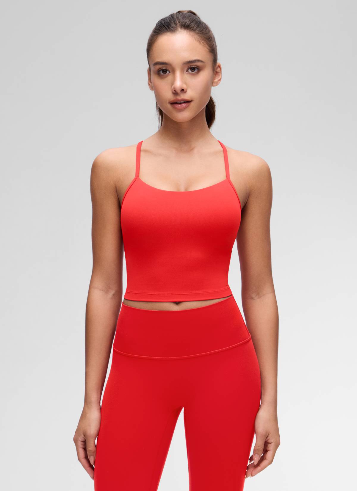 CRZ YOGA Áo lót thể thao nữ kiểu dáng dài, cổ chữ Y, lưng chữ Y, kiểu áo crop top, màu đỏ đậm ( Butterluxe )