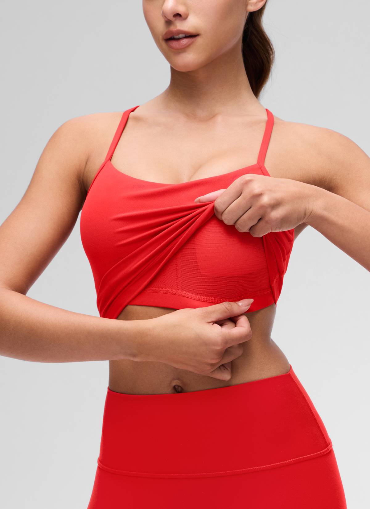 CRZ YOGA Áo lót thể thao nữ kiểu dáng dài, cổ chữ Y, lưng chữ Y, kiểu áo crop top, màu đỏ đậm ( Butterluxe )