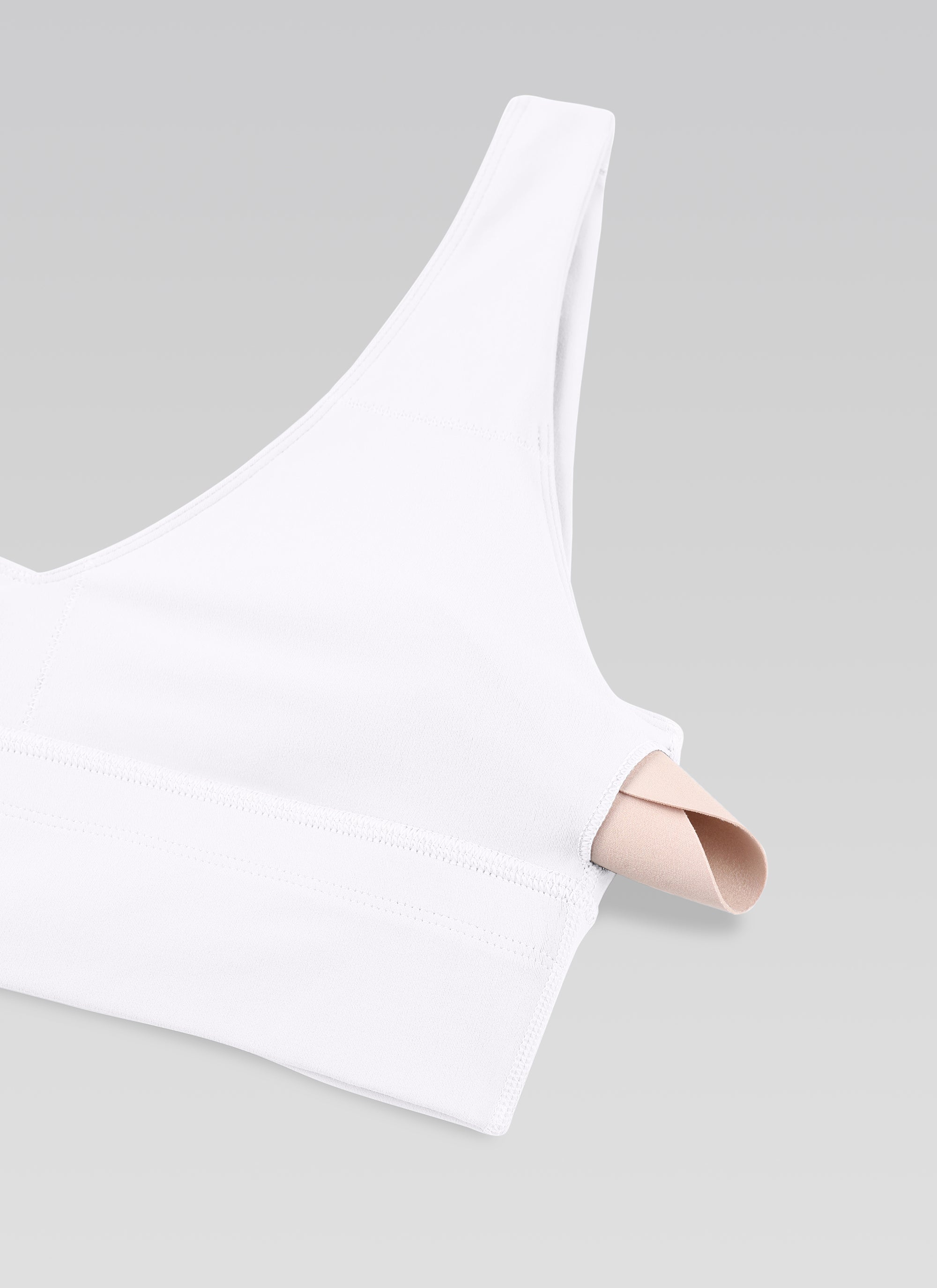 CRZ YOGA Bra Yoga Wanita dengan Dukungan Ringan, Model " Butterluxe ", Potongan Panjang, Punggung U, Leher V, Warna Putih