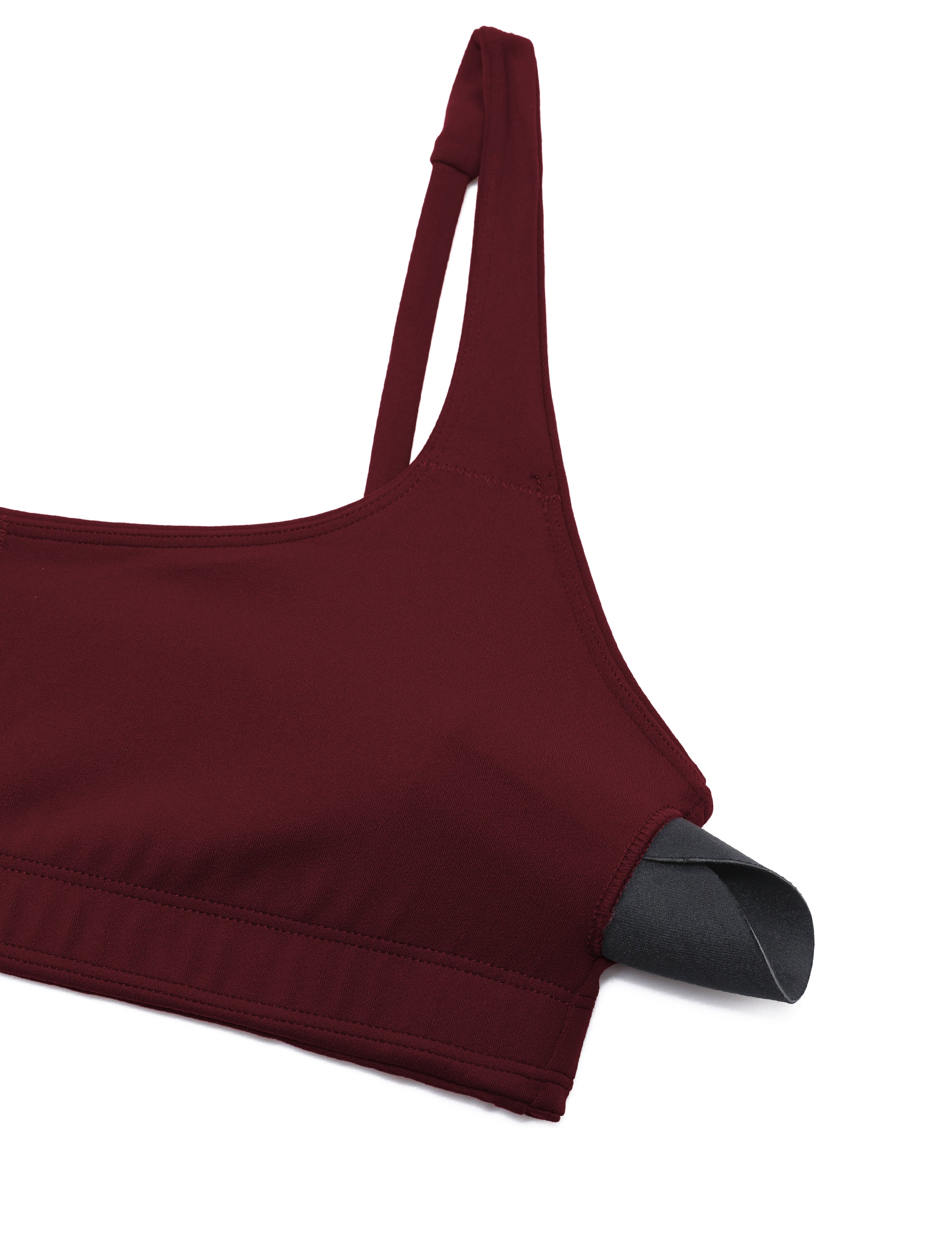 CRZ YOGA Women Butterluxe Square Neck Cami Padded Mini Bra Red Merlot @model_info:X1