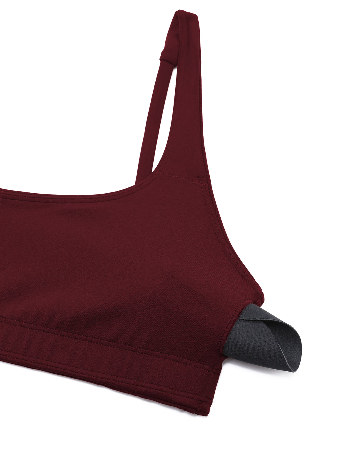 CRZ YOGA Women Butterluxe Square Neck Cami Padded Mini Bra Red Merlot @model_info:X1