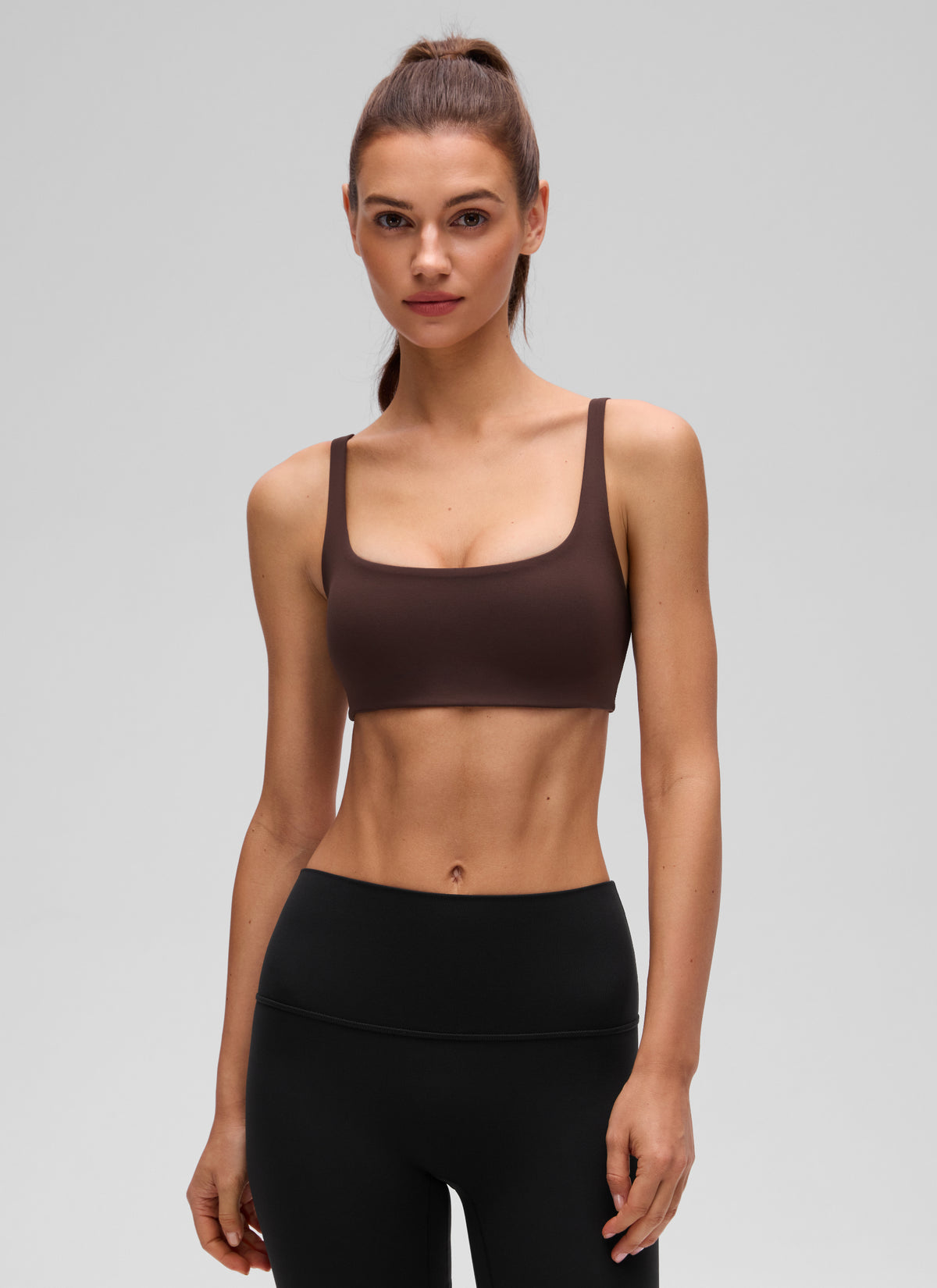 CRZ YOGA Women Butterluxe Square Neck Cami Padded Mini Bra Hot Fudge Brown @model_info:G