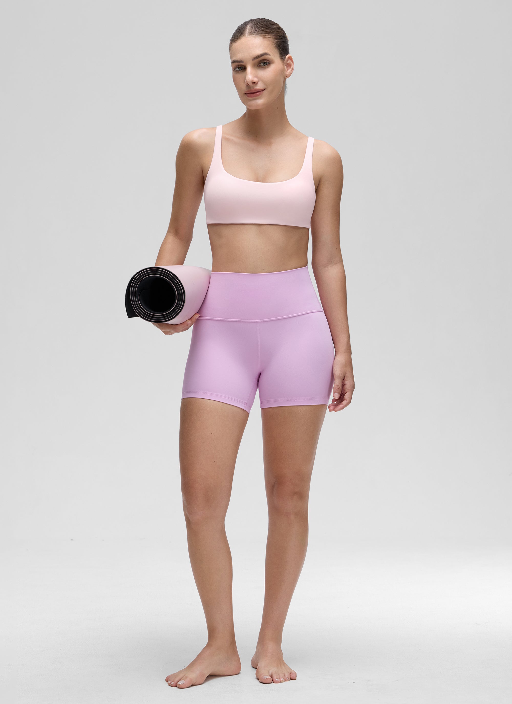 CRZ YOGA Wanita, Bra Mini Berbusa dengan Leher Persegi dan Model Cami " Butterluxe ", Warna Strawberry Pink