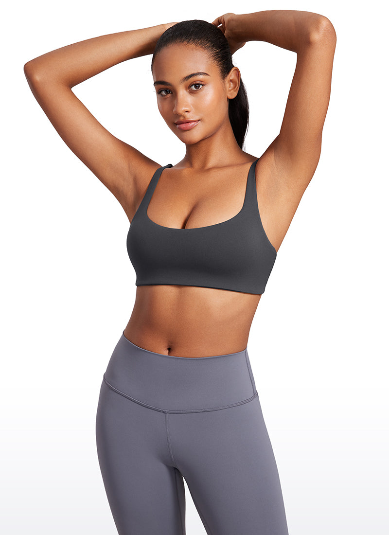 CRZ YOGA Wanita, Bra Mini Berbusa dengan Leher Persegi dan Model Cami " Butterluxe ", Warna Mysterious Grey