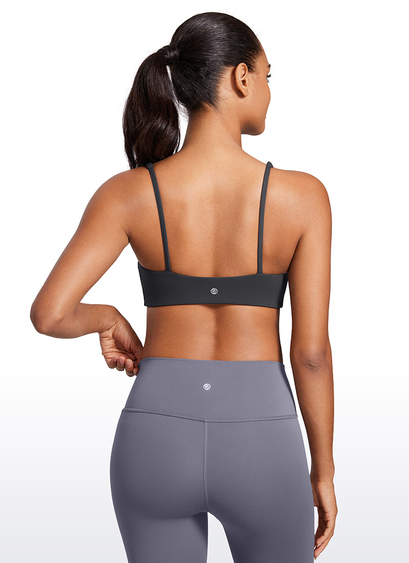 CRZ YOGA Wanita, Bra Mini Berbusa dengan Leher Persegi dan Model Cami " Butterluxe ", Warna Mysterious Grey