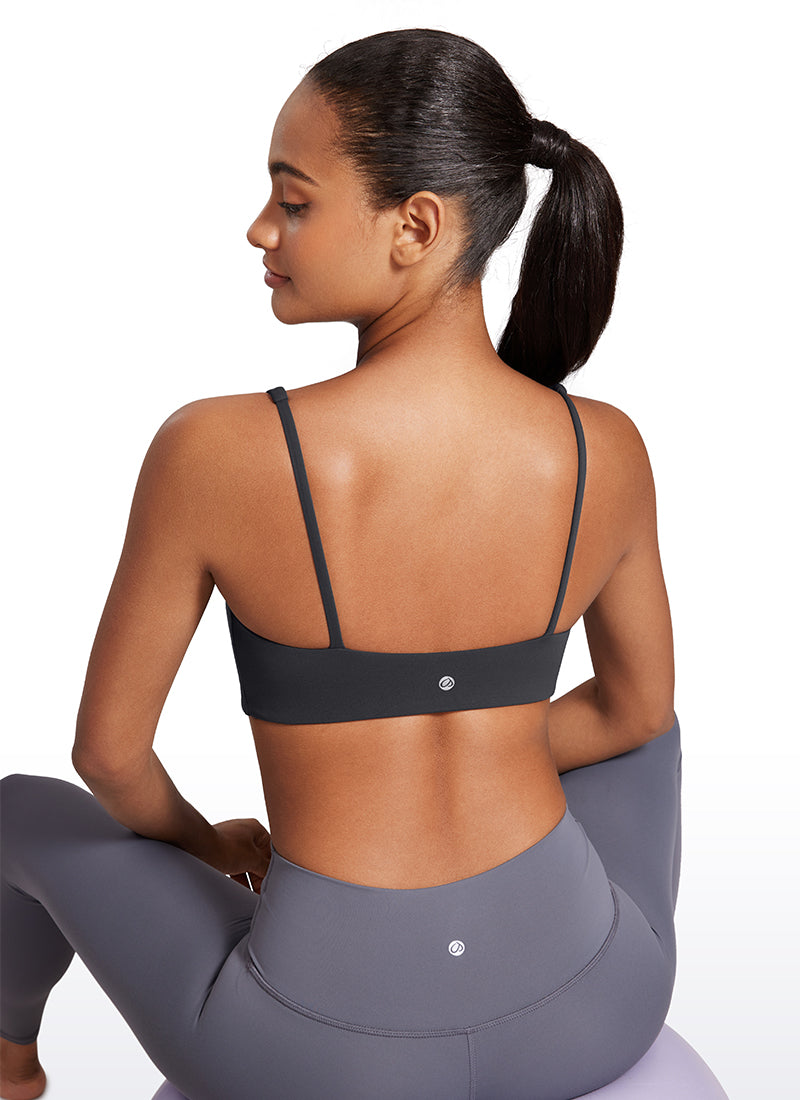 CRZ YOGA Wanita, Bra Mini Berbusa dengan Leher Persegi dan Model Cami " Butterluxe ", Warna Mysterious Grey