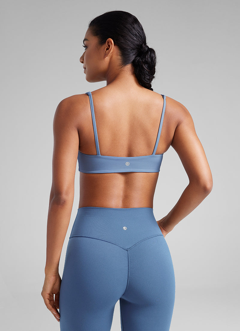 CRZ YOGA Wanita, Bra Mini Berbusa dengan Leher Persegi dan Model Cami " Butterluxe ", Warna Oasis Blue