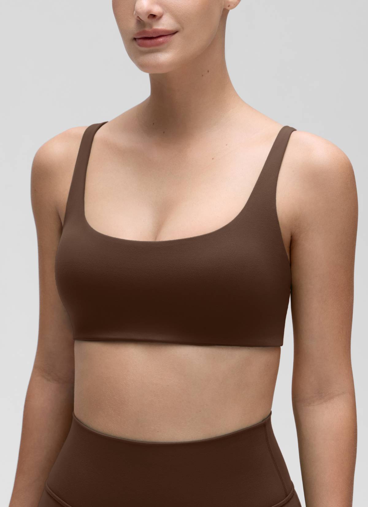 CRZ YOGA Wanita, Bra Mini Berbusa dengan Leher Persegi dan Model Cami " Butterluxe ", Warna Lava Brown